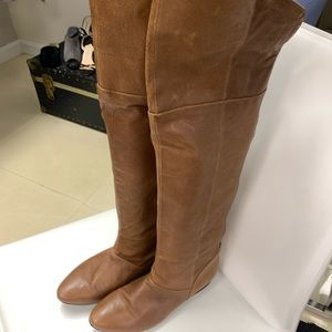 Chinese Laundry Tall Brown OTK Leather Boots